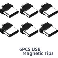 6Pcs Magnetic Tips for Round Magnetic Cable Micro USB Type C Magnet Replacement Parts Mobile Phone Dust Plug Adapter for iphone