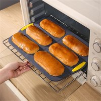 Baking Tools SIlicone Mold 6 Cavity Hot Dog Bun Pan Bun Cake Tray Baked Tools For Muffins Brownies Kitchen Non Stick Bakeware