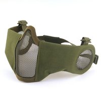 Tactical Airsoft Mask Half Face Paintball Shooting CS Foldable Steel Mesh Mask With Ear Protection Militar Hunting Cosplay Mask