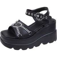Summer Platform Women Sandals Gothic Lolita Kawaii Girls Luxury Trend Rock Casual Beach Flats Pink Black 2023 New
