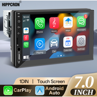 Hippcron 7‘’ 1din Wired Carplay Android Auto Car Radio Multimedia Bluetooth Player USB Mirror Link FM AUX Universal For Camera