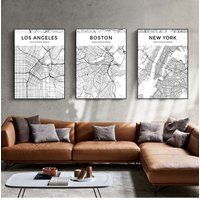 Prints Nordic Style Paintings Picture for Living Room Black and White World City Map New York Tokyo Paris Wall Art Canvas Pos