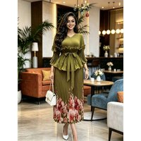 Miyake Pleated Loose Bat Sleeve Top Set New Pleated Printed Pleated Skirt Women's Two-piece Set
