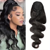 Body Wave Human Hair Drawstring Ponytail Clip In Brazilian Remy Hair Ponytail Natural Color Heat Resistant Pony Tail For Women