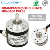 Cloweit 38mm Inkrementalgeber 6mm Welle Dreh Optischer Schalter Sensor A, B/Z-2/3 Phasen 5/8 Draht 10-1024-3600 PPR 5/24/30 VDC