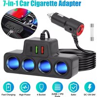 120W high power car charger USB C/ one tow four plug converter Car socket support Apple, Samsung, Xiaomi, Huawei,