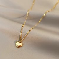 Waterproof Stainless Steel PVD Gold Plated Engraved Love Letters Heart Pendant Necklace Fashion Jewelry Gifts For Women Mum
