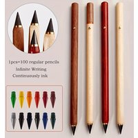 1pc penci+12color nib,Permanent Pencil Unlimited Writing Solid Wood Pencil HB Replacement Set Student Drawing Art Pencil School
