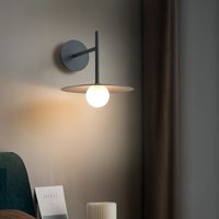 Modern Creative Circular Iron Glass Decorative LED Wall Lamp Black Gray White Bedroom Study Lighting Fixtures