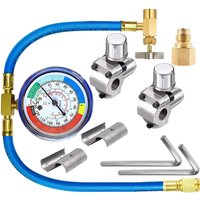 R134A AC Refrigerant Charging Hose Gauge, BPV31 Bullet Piercing Valve Hose Refrigerant Can Tap, R134a Self-Sealing Adapter