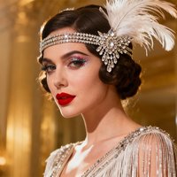 Exquisite Vintage Feather Headband Crystal Sequin Masquerade Hair Band Rhinestone Elegant 1920s Hair Accessories Women