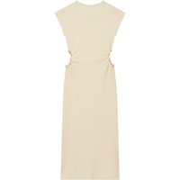 Women's Short Sleeve Knit Dress - Waist Cutout Bead Embellished Round Neck Midi Dress, 2026 Summer Elegant Casual