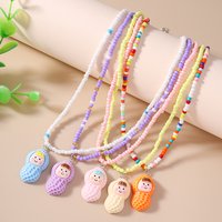 Fashion Candy Color Cartoon Peanut Pendant Necklaces for Women Girls Beads Necklace Party Jewelry Gift