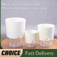 Self Watering Flower Pot Plastic Hydroponics Plants Pot Succulent Potted Planters Transparent Home Office Desktop Decoration