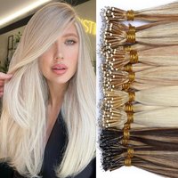 Straight Nano Ring Hair Extensions 100% Human Hair Weft Individual Strands For Natural Hair Extensions Look