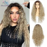 Long Inche Blonde Synthetic 13x3 Lace Front Wig 613 Grey Brown Ginger Kinky Curly Wig HD Transparent Lace Front Wig Cosplay Wig