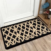 Modern Geometric Welcome Door Mat for Entryway Floor Rug Indoor Hallway Mat House Decor 40x60cm Black Beige