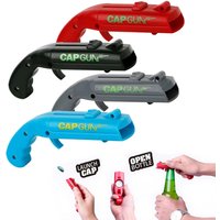 Portable Cap Gun Creative Flying Cap Launcher Beer Opener Bar Tools Beverage Opener Shaped Cap Opener Red Grey