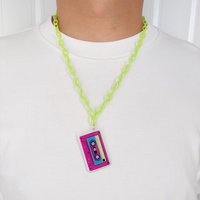 Y2K sex rock Hip hop tide fluorescent acrylic chain tape shape pendant long sweater chain necklace men's and women's unisex
