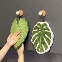 Hangable Leaf-Shaped Hand Towel – Super Absorbent, Thickened, Durable and Creative Kitchen Hand-Drying Cloth for Home Use