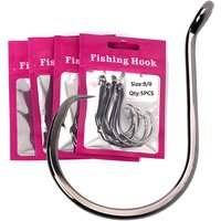 #1 - 9/0 Black Nickel Heavy Circle Hook High Carbon Steel Saltwater Fishing Offset Hook for Catfish Bass Snapper Perch Octopus
