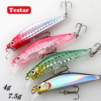 45mm 4g Testar Slow Sinking Minnow Bait 70mm 7.5g River Freshwater Wobbles Laser Crankbait for Perch Sea Bass Fishing Lures