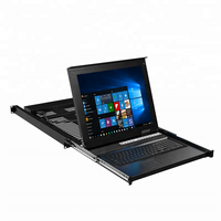 17" LCD KVM Console 8 Port VGA, MT-VIKI 8x1 Rack KVM Console Drawer for 1U Rack + 8-pack Cables, LCD KVM Switch