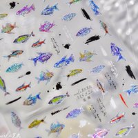 5D Metal Fish Nail Art Stickers Tiny Ocean Shoal of Fish Foil Waves Summer Beach Self Adhesive Decoration Manicure Decal DIY