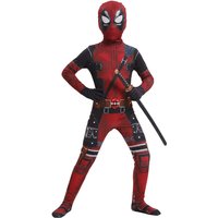 3-12Y Kids Deadpool Costume with Sword Bag and Mask Superhero Cosplay for Boys Girls Carnival Party Superhero Themed Parties