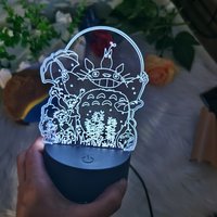 Totoro 3D LED Night Light Soft Glow Anime Lamp for Kids Bedroom Living Room Home Decor