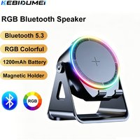 KEBIDUMEI RGB Magnetic Bluetooth 5.3 Speaker 1200mAh with Phone Holder Smart Induction Speaker Outdoor Sports Stereo Speaker