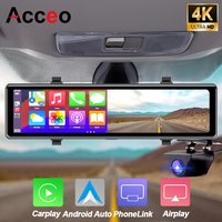 Acceo 4K Ultra HD Dash Cam Carplay & Android Auto Mirror Dash Camera 12" Touch Screen Car DVR with PhoneLink Airplay