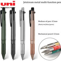 Uni Metal Multi-Function Ballpoint Pen 5 in 1 Mechanical Pencil Jetstream Quick Drying 0.38/0.5/0.7MM Refill for Business SChool