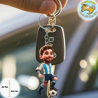 Messi Soccer Star Keychain,2D Flat Acrylic Pendant,Football Player Ornament Charms,Hanging Decoration for Bag/Festive/Party/Gift