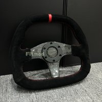 Universal Carbon Fiber Suede Steering Wheel 13 Inches 310mm Car Sports Steering Wheel D-Shape PCD 70MM