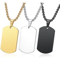 1PC 316L Stainless Steel Pendant Necklace Silver Gold Black Color Blank Dog Tag Plate Army Biker Chain Necklace Man Woman 3 Size