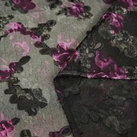 Sheer Black Shadow Burnout Rose Red Ombre Print Chiffon Fabric for Spring Summer Qipao Shirt Dress DIY Sewing Accessories