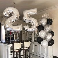 13pcs Large 40inch Number 25 Balloons Silver Confetti Set 25th Birthday Party Decoration Anniversary Baby Shower Decor Globos