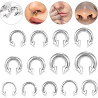 ZS 1PC 2/4/6/8G Spike Horseshoe Nose Ring Stainelss Steel Cone Large Gauge Piercings Internal Threaded Septum Nose Ear Expander