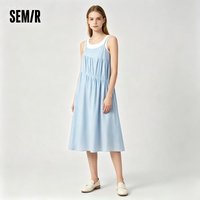 Semir Women Tank Dress Set 2025 Summer Solid Color Textured Irregular Hem Gentle Two Piece Look for Vacation or Casual Days