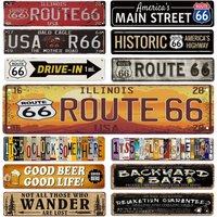 Outdoor Metal Tin Signs Instagram Style Historic 66 Street Signs Amusement Park Scenic Retro Road Signs Country Retro Decorative