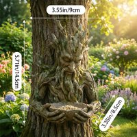 Garden Tree Man Bird Feeder Statue Outdoor Yard Decoration Elderly Feeding Dish Small Birds Food Holder Resin Sculpture Ornament