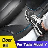 Hinten Tür Sill Anti Kick Film Für Tesla Modell Y 2022, Leder Matte Seite Verteidigung Pads Seite Rand Film Schutz Aufkleber Dashboard