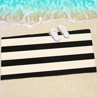 Classic Black White Striped Beach Towel Absorbent Quick Dry Sandproof Towel Minimalist Modern Stripe Pattern Summer Towel