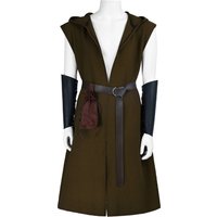 Men's Medieval Hooded Sleeveless Jacket Renaissance Hooded Cape Vintage Viking Knight Sleeveless Tops Halloween Cosplay Costume