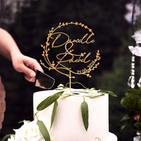 Personalized Acrylic and wood Wedding cake topper Custom Anniversary Cake topper Valentine's Day decoration