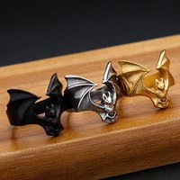 Fashion Gothic Bat Ring For Men Women 316L Stainless Steel Open Wing Biker Animal Rings Vintage Halloween Punk Jewelry Gifts