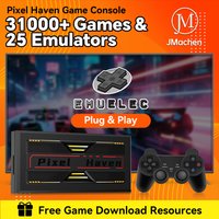 JMachen Pixel Haven Retro Video Game Console EmuELEC 4.7 OS Video Game Player with 31000+ Games for PS1/PSP/MAME/SS/SNES for TV