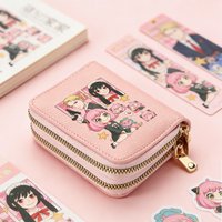 Anime SPY Family Girls Double Zipper Cute Short Wallet Cartoon Card Holder Coin Purse Small Change Pocket Clutch Bag Money Bags