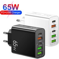 65W 5 Ports USB Charger PD Type C Fast Charging Charger Power Adapter Quick Charge Multi Ports USB C EU/US/UK Plug Wall Charger
